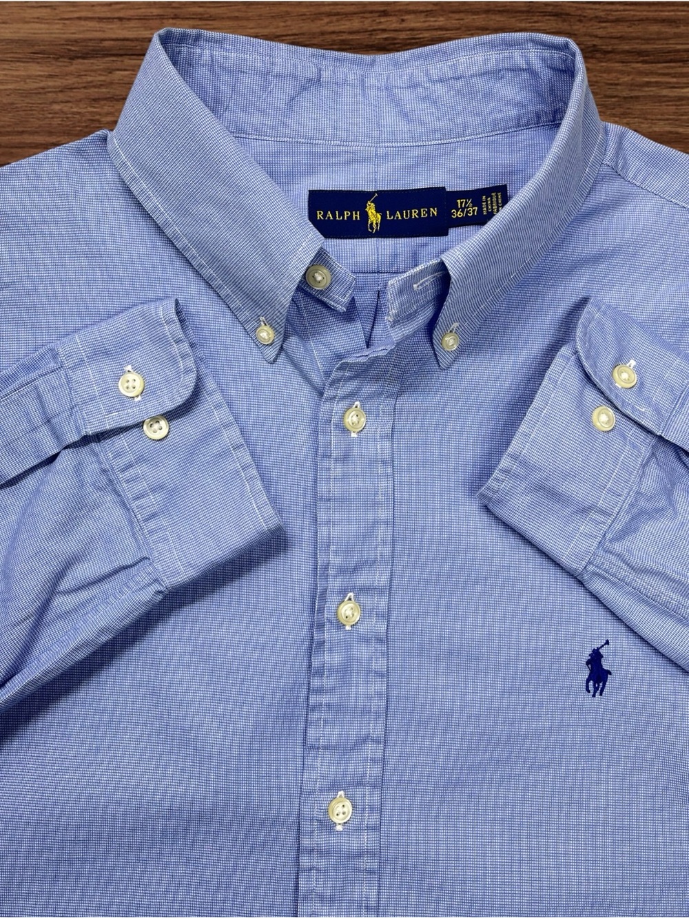 Ralph Lauren Blue Pinpoint Oxford Dress Shirt. Size 17.5 36/37